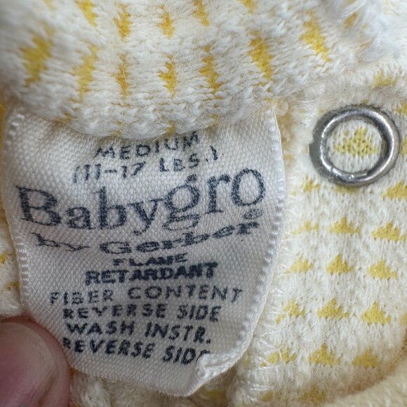 Vtg BabyGro By Gerber Baby Romper Medium 11-17 Lbs Yellow & White Floral - Picture 3 of 14